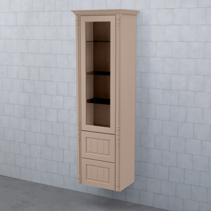 Högskåp Björbo Badrum Valhall Vitrinlucka med Två Lådor